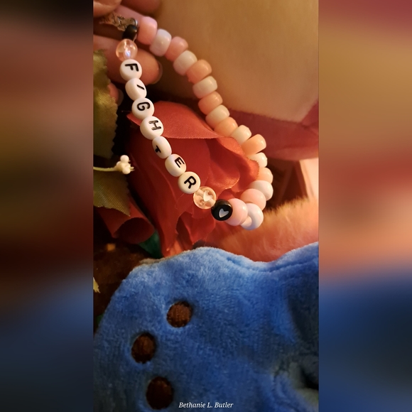 Breast Cancer Custom(&or Lung) Bracelet Made With Charm Pink&White Cute&Special - Picture 11 of 13